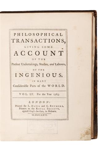 SCIENCE  FRANKLIN, BENJAMIN. Physical and Meteorological Observations [etc.].  In:  Philosophical Transactions, Vol. 55.  1766